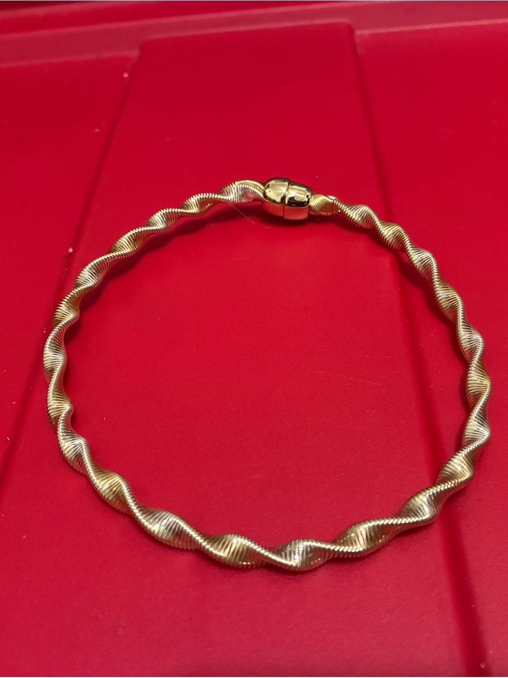 Gold Twisted Rope Choker Necklace with Magnetic Clasp